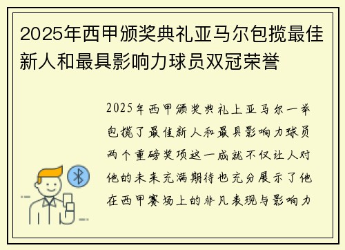 2025年西甲颁奖典礼亚马尔包揽最佳新人和最具影响力球员双冠荣誉 2025年西甲颁奖典礼亚马尔包揽最佳新人和最具影响力球员双冠荣誉